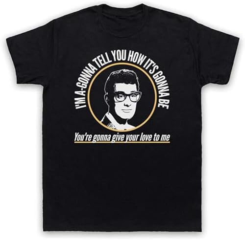 Buddy Holly - Camiseta para hombre, color negro