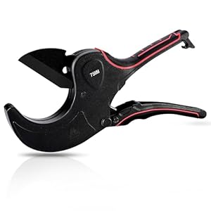 PVC Pipe Cutter Tool, Heavy-Duty PVC Pipe Cutter 3 Inch, 75mm Plastic Pipe Cutter with SK5 Blade and Aluminum Alloy Body, Ratcheting Pipe Cutter and PVC Cutters for PEX, PPR, Hoses and Plumbing Pipes