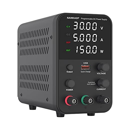 NANKADF Labornetzteil (0-30V,0-5A),DC Regelbar Netzgerät mit 4-stelliger LED-Anzeige (Gebereinstellknopf/Ausgangsschalter), Schwarz