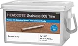 Headcote 7 x 1-5/8' - 34 Brown - Stainless Steel Trim Head Deck Screws - 350 pc. Deck Pack for 100...