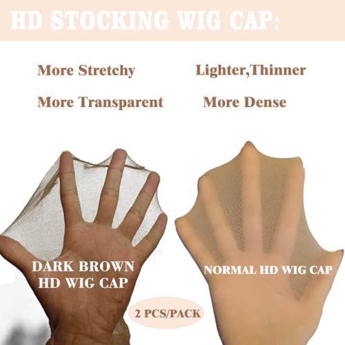 FDBJulyy 10 Pcs Dark Brown Transparent HD Wig Cap, Thin Nylon Cap for Women, Suitable for Parties, Weddings, Graduations, Halloween
