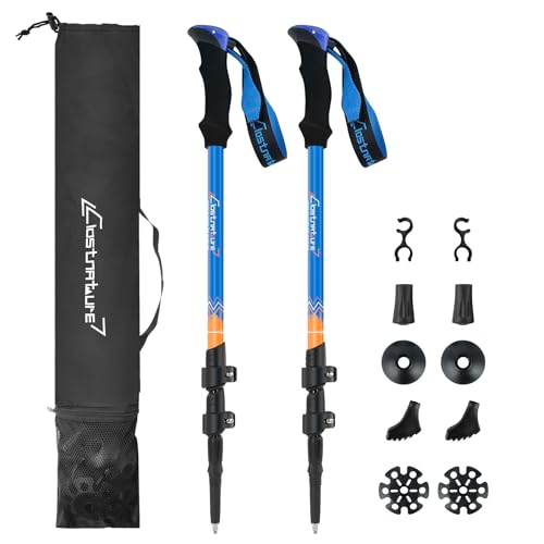 Clostnature Wanderstöcke Teleskop Aluminium - Nordic Walking Stöcke für Damen und Herren 58-135cm Leichte Trekkingstöcke Ausziehbar für Trekking und Wandern(2 Stück) Verstellbarer Wanderstock