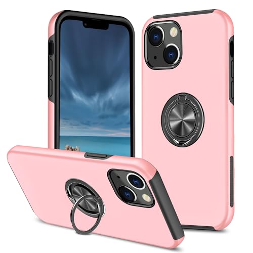Coque iPhone 13 antichoc Rose Gold fine et robuste avec support anneau