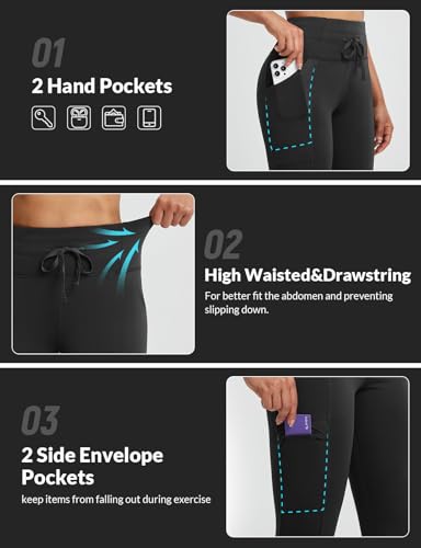 baleaf Women's Fleece Lined Thermal Leggings High Waisted Warm Winter Running Hiking Pants with Pockets Water Resistant4