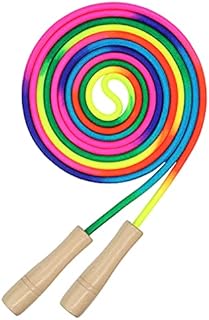 16 FT Long Jump Rope for Kids, 1 Pack Double Dutch Skipping Rope with Wooden Handle, Multiplayer Rainbow Jumping Rope for Outdoor Fun, School Sport, Party Game