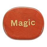 MECCANIXITY Piedras inspiradoras grabadas, piedra natural de preocupación ovalada con palabras grabadas para mujeres, regalos de estrés, jaspe rojo (magia)