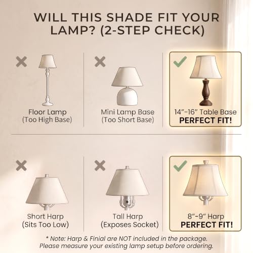 White Bell Lamp Shades Set of 2, 6.7" Top x 13" Bottom x 10" Height, Fabric Replacement Lampshades for Table Lamps, Spider Fitter Shades for Home Decoration in Living Room & Bedroom, Assembly Required by DOLOOTA - Used condition - Image 7