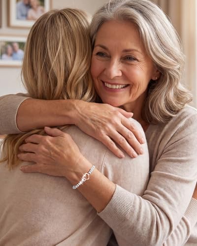 Image of Mother Daughter Bracelets Set for 2 Matching Heart Bracelets for Mother and Daughter to My Mom Bracelet Birthday Mothers Day Gifts for Mom Daughters