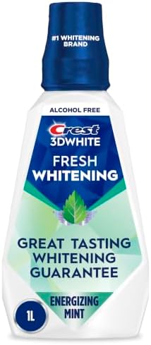 Crest 3D White Brilliance Alcohol Free Whitening Mouthwash, Clean Mint, 1 L (33.8 fl oz)