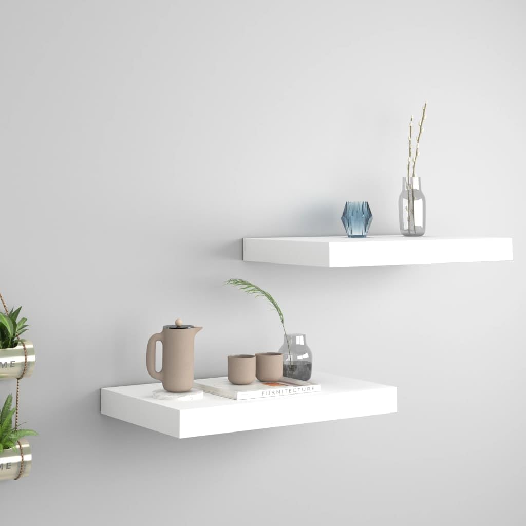 Juego de 2 estantes flotantes, color blanco, 40 x 23 x 3,8 cm, tablero de panal de madera de densidad media, soporte invisible, estantería de pared para libros, decoración, coleccionables
