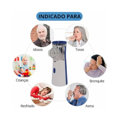 Nebulizador Inalador Portátil Sem Fio Silencioso Para Crianças e Adultos Idosos Ultrassonico Vaporiz