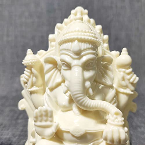 DFJLWKE White Lord Ganesha Statues-Hindu Elephant God Statue Bodhi Fruit Sculpture Indian Ganesh Buddha Figurine Handmade Gift Decoration for Home,Garden,Car - Image 3