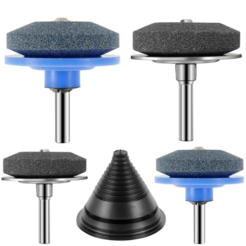 FALESOUL 4PCS Lawnmower Dull Blade Sharpener, Lawn Mower Blade Sharpener for Power Hand Drill, Universal Lawn Mower Sharpener Tool, Lawn Mower Blade Sharpener Tool For Any Power Hand Drill