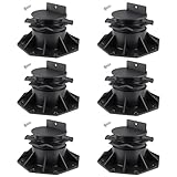Fardtry 6 Pcs Joist Support Pedestals, Adjustable Plastic Pedestal Pavers Raising from 2-3/8' to 5-1/2', Deck Blocks Foundation with Screws for Flooring, Timber Base