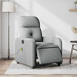 GHVBNMF Electric Massage Recliner Chair, Vibrating Reclining Sofa with USB Port, Light Gray Fabric Armchair with Memory Foam Cushion for Living Room, Home Theater and Small Spaces