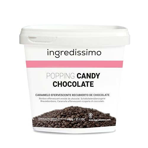 Ingredíssimo - Popping Candy Chocolate, 600 g, Topping de Piezas de Caramelo Gasificado, Decoración Comida, Recubiertas con Chocolate, Efecto Efervescente con Humedad, Color Marrón