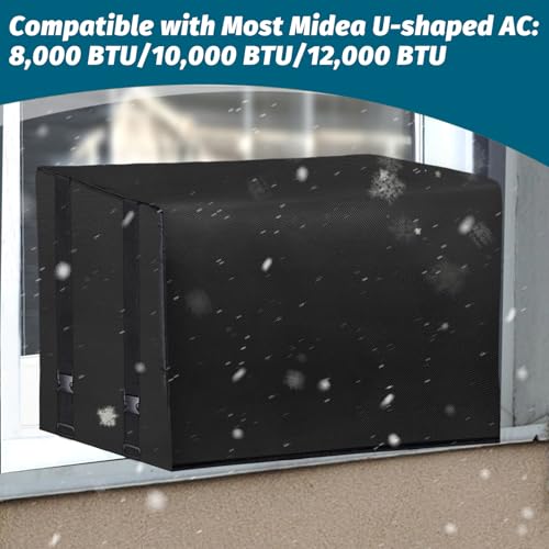 Windproof Window AC Cover Fits Midea U-Shaped 8000/10000/12000 BTU - Thicken Oxford Air Conditioner Cover for Winter Outside, 21.3''W x 13.4''H x 13.8''D - Thumbnail 6
