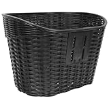 GARVALON Fahrradkorb Vorn aus Kunststoff Stabiler Kleiner Lenkerkorb in Schwarz Universell Montierbar Leichter Frontkorb für Radfahren und Transport