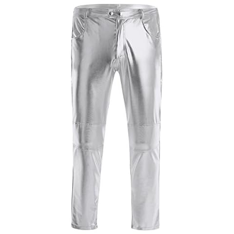 dPois Pantalones Largos Brillo Metálico Hombre Cover
