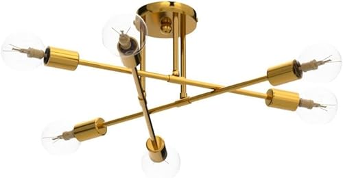 Miniatura 4 de YXTH Lámpara de techo semiempotrada, 6 luces modernas Sputnik con base de bombilla E26, montaje de techo para dormitorio, cocina, sala de estar,