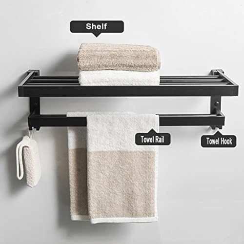 Porte-serviettes mural de douche pliable 40cm avec double barre de rangement - 7
