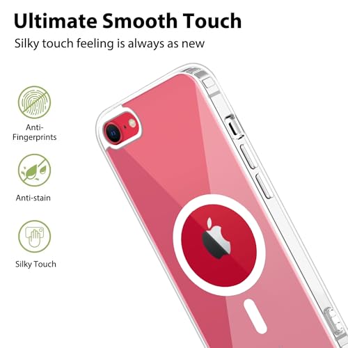 Image of amazon basics Clear Magnetic Case Cover for Apple iPhone SE 2020 [Compatible with MagSafe Accessories] Slim Shockproof Magnetic Transparent Phone Cover Case