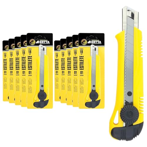 Kit Com 10 Estiletes Multiuso Largo Profissional Com Trava Giratória Lamina de 18mm
