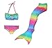 Produktbild Mädchen Meerjungfrauenschwanz Zum Schwimmen - Prinzessin Cosplay Bademode Für Das Schwimmen Mit Bikini Set 3 Stück Set