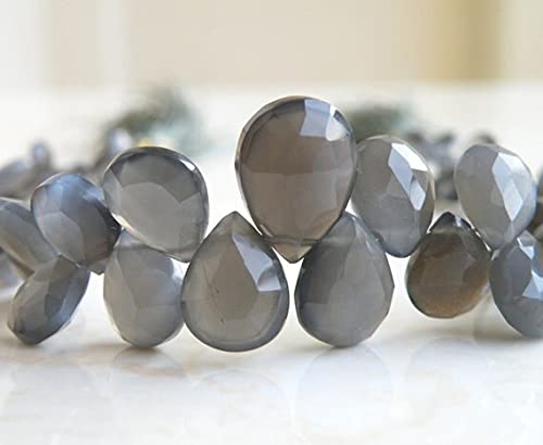 Pierre de lune grise briolette en goutte facettée de 11mm pour la création de bijoux DIY