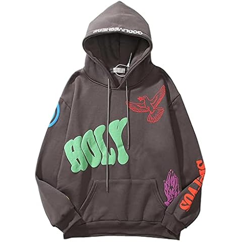 Mens Hip Hop Hoodie Womens Rap Fashion Trends Pullover Sweatshirts Long Sleeve Godliveshere Heaven Kanye Hoody Streetwear for Adults and Teens Brown Cover