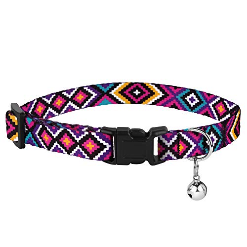 Collardirect Aztec Cat Collar Breakaway Pack Of 2 Pcs Nylon Tribal Pattern Geometric Pet Kitten Collars For Cats (Tribal Magenta + Aztec Sunset) #TOP22