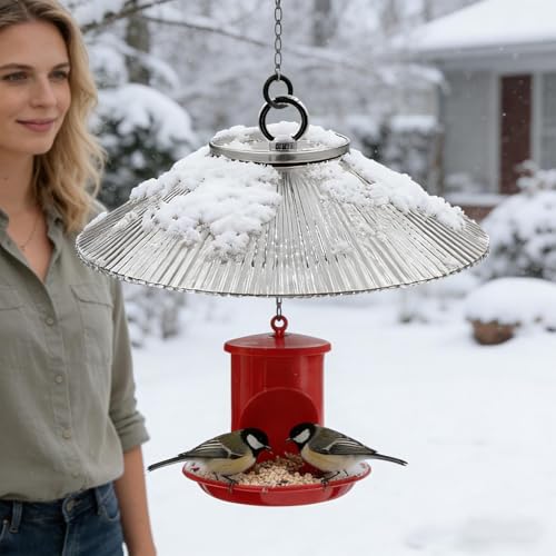 Protector de comederos para pájaros con cúpula antiardillas grande para jardín y terraza 3