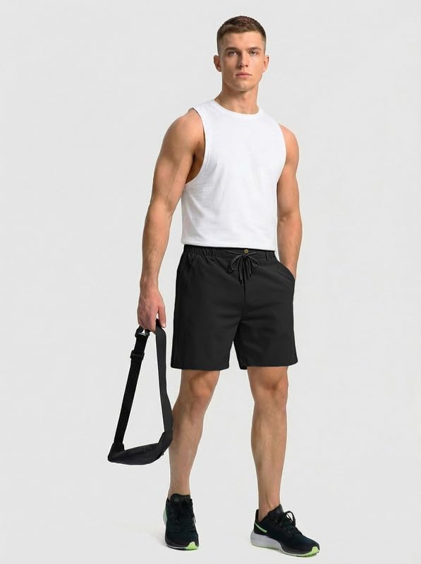 PRIVIMIX Mens Stretch 7 Inch Casual Shorts with Multi-Pocket Quick Dry Lightweight Shorts for Golf Summer