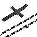 Cross Necklace for Men, Silver Black Gold Stainless Steel Plain Cross Pendant Necklace for Men Fashion Jewelry Birthday Gifts Father's Day Valentines Day Gifts for Him Husband Boyfriends Dad Black
