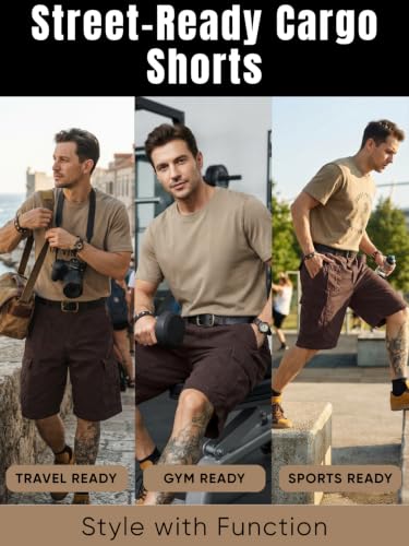 Image of GRECIILOOKS Men'S Cotton Cargo Shorts, Lightweight Half Pant Elastic Waist Casual Summer Shorts with Pockets