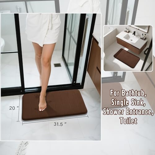 image for Yimobra Brown Bath Mat 31.5x20 Inch, Super Soft Absorbent Memory Foam 