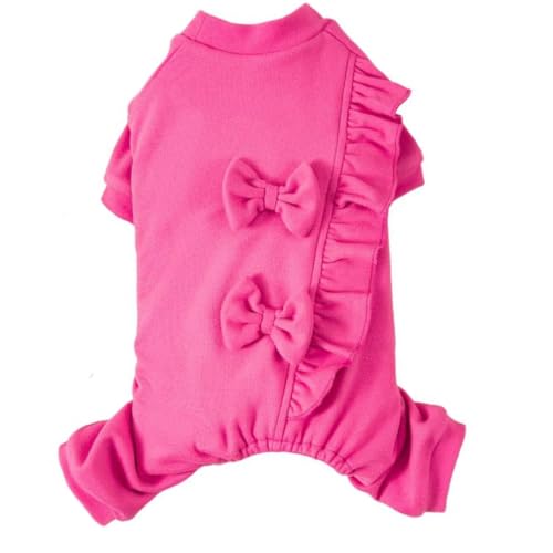 AttRex 可愛い 犬服 パジャマ つなぎ 春秋冬適用 ペット ロンパース 柔らかい 防寒 保温 ルームウェア ドッグウエア Tシャツ 小中型犬 皮膚保護 普段着 部屋着 着脱やすい (S,ラバ色)