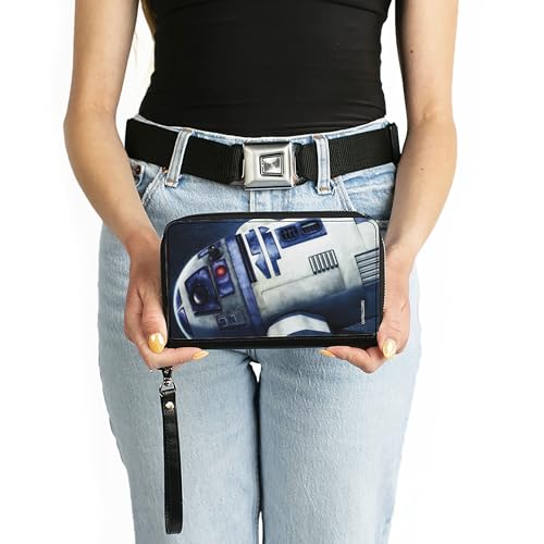 Buckle-Down Women's PU Zip Around Wallet Rectangle-Star Wars R2-D2, 7.5"x4.5"3
