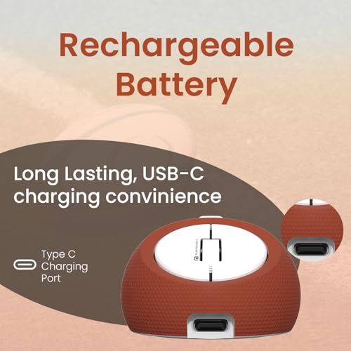 Image of Portronics ToadPlay Rugby Mini Wireless Bluetooth Mouse with Dual Wireless Connectivity (BT + 2.4 GHz), Rechargeable Battery, Noise-Free Clicking, Multi-Device Pair, Adjust Sensitivity (Brown)