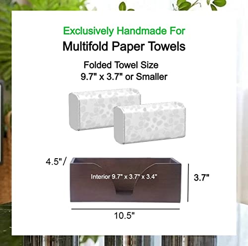 Countertop Multifold Paper Towel Dispenser In Dark Walnut – Bamboo Wood Folded Paper Towel Holder - For Multifold, Trifold & Z Fold Paper Hand Napkins Folded Size 9.7" X 3.7" Or Smaller #TOP4