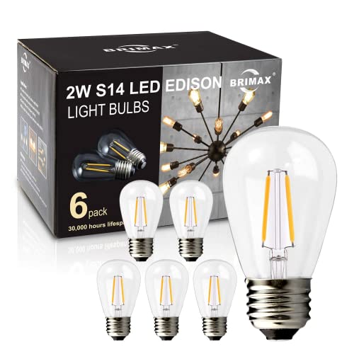 image for BRIMAX 2W S14 LED Outdoor Edison Light Bulbs for String Light Replacem