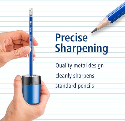 STAEDTLER pencil sharpener, premium quality sharpener with screw-on lid, prevents accidental openings, compact size for pencil case and work-station, 511 63BK (Pack of 1) , Assorted colors. - 2