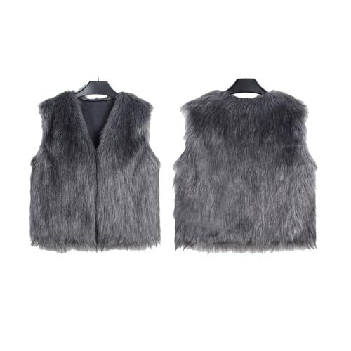 Women Faux Fur Waistcoat Fashion Winter Fuzzy Sleeveless Open Front Outwear Gilet Casual Short Vest Jacket Coat Y2K4