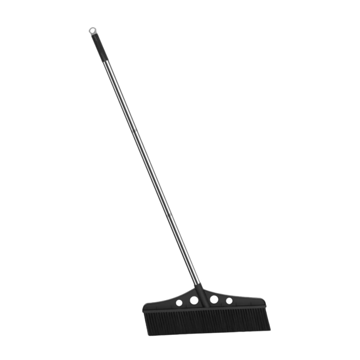 Escoba Negra de Exterior con Mango Ergonómico y Cepillo de Acero Inoxidable para Limpieza en Porches y Almacenes, Escoba Resistente con Agarre Cómodo y Diseño Desmontable