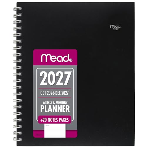 Mead 2027 Planner, Weekly & Monthly, 15-Month Oct-Dec, 8.5" x 11", Black (CRW6200527)