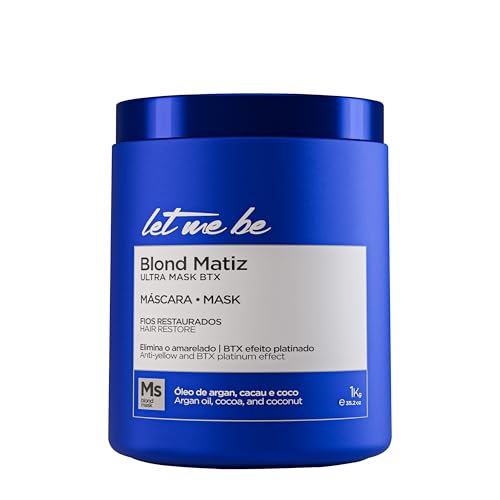 Let Me Be - BTX Capilar Blond Matiz Ultra Mask, Reconstructiva, Reduce volumen, Para cabellos rubios grises y decolorados, Elimina el amarilleamiento (1Kg)