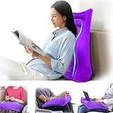 Bed Reading Pillow with S-Curve, Gaming Pillow for Working Crocheting, Ergonomic Bed Wedge Pillow for Sleeping, Inflatable Backrest Pillows for Sitting in Bed, Laptop Pillow for Lap, Couch, Sofa