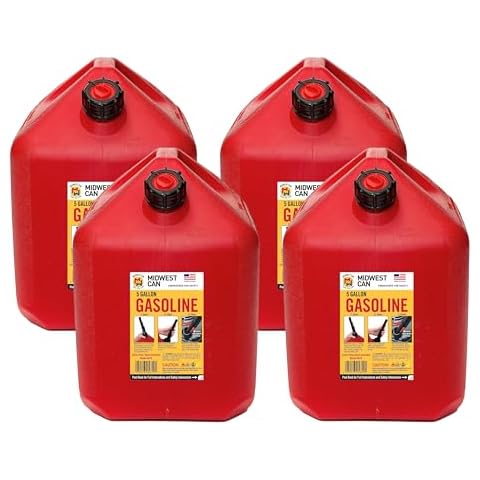 Midwest Can Company 5610 5-Gallon EPA & CARB Compliant Gas Can Fuel Container Jug with Spout and Flame Shield System, Red (Pack of 4) Cover