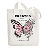ANATTASOUL Bolsa de Tela Impresa Mariposa y flor, Saco Tote Bag de Lona Regalo