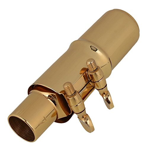Yibuy #7 Golden Brass B-Flat Soprano Saxophone Mouthpiece With Ligature Reed #TOP1